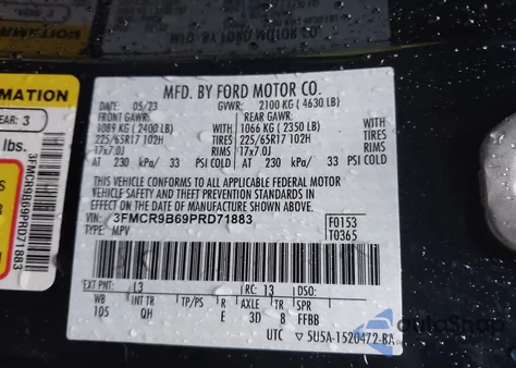 2023 Ford Bronco Sport Big Bend from USA, damaged, VIN 3FMCR9B69PRD71883